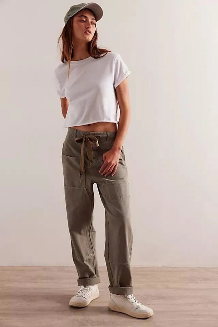 NWT FREE PEOPLE We The Free Hayden Carpenter Pull-On Trousers $148 LARGE Army